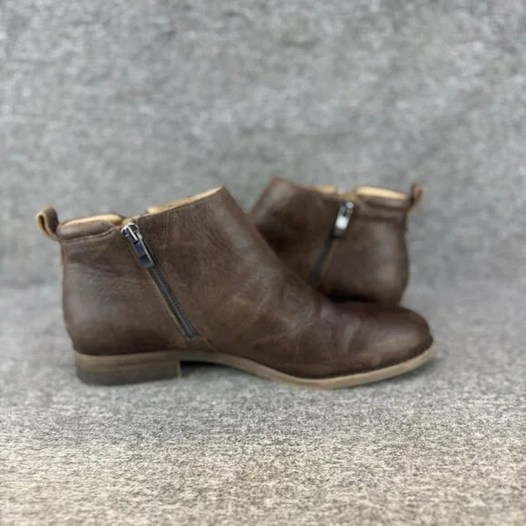 ✅Franco Sarto Boot Women's 9.5Keegan Brown Leather Double Side Zip Ankle Booties - Picture 9 of 10